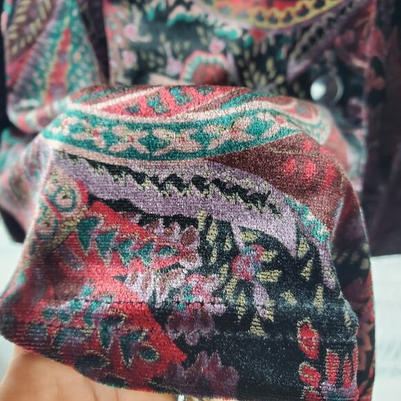 Vintage Leslie Fay Paisley Velvet Blouse Top Sz 14 Gothic Boho Cottagecore - Picture 3 of 8